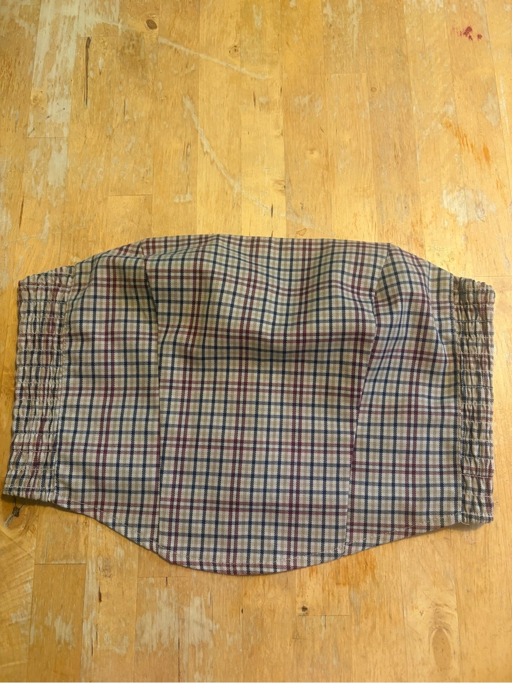 H&M Plaid Strapless Crop Top in Beige, Navy & Burgundy
